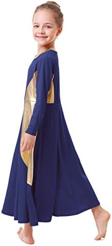 Афавом пофалби танц фустан за девојки обожаваат литургиска лирска танцувачка облека лабава вклопена метална должина метални