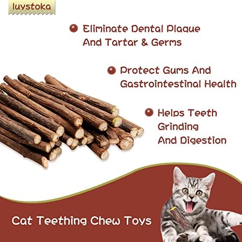 Luystoka 12pcs Silvervine Sticks, играчки за џвакање со мачки, матаби џвакање стапчиња за играчки за агресивни џвакачи, сребрена лоза за мачки мачки мачки