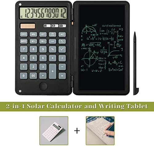 Основен калкулатор, 12-цифрен премија за премија за десктоп калкулатори со таблети за пишување од 6 инчи, соларна и батерија двојна