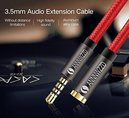 Кабел за продолжување на слушалките Annwzzd 10ft 3,5 mm машки до женски кабел за адаптер за стерео аудио адаптер