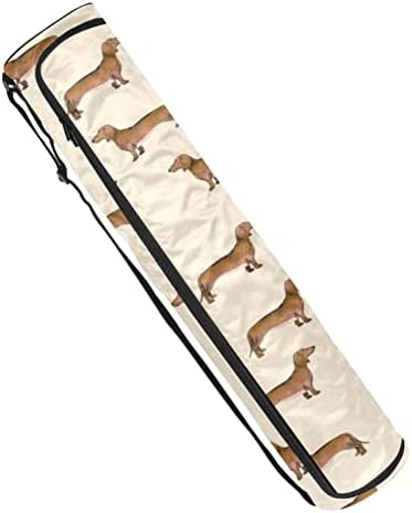 Дахшунд кучиња јога мат торби со целосна зипска торба за носење за жени мажи, вежбање јога мат носач со прилагодлива лента