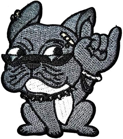Парита симпатична француска булдог питбул панк -рок кученце куче сиво цртан филм DIY шиење на железо на везена апликација лепенка амблем ткаенина капа торби ранец О?