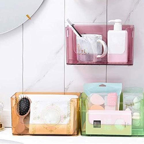 WSZJJ полица за бања модерна и едноставна кутија за козметичко складирање, бесплатна решетка за бања, wallид монтиран за складирање на решетки за пластична кутија за шм