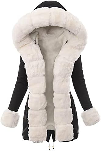 ADSSDQ тунични палта за жени боксови одговараат празнични палта со долги ракави крзнен салон, аспиратор, цврсти снежни ноќни палта