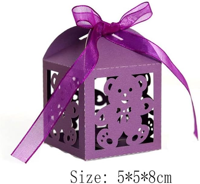 Cujux 50pcs Мала мечка кутии за бонбони слатки фаворизирање кутии за подароци со лента за роденденски ден за свадбени венчавки