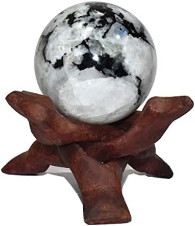 Исцелување4U сфера Виножито месечина со големина 2-2,5 инчи и една дрвена топка стојат природна кристална топка сфера Васту Реики
