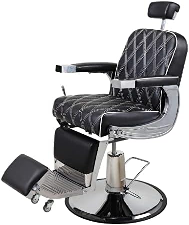 Quul Leclining бербер стол хидрауличен салон стол со прилагодлива потпирач за глава и тешка база за сечење на косата