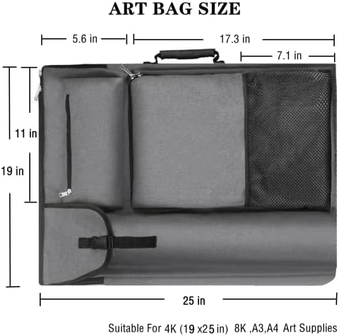 Случај за портфолио на Треохтфун, Уметничко портфолио торба 19 x 25 со ранец за уметник, папка за портфолио за материјали за цртање на