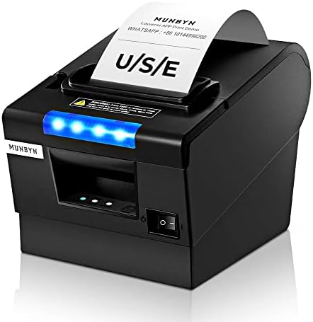 Печатач за прием на Munbyn P068, 3 1/8 80мм директен термички печатач и фиока за црни парични средства, 16 широка фиока за готовина