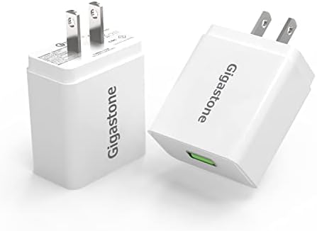 GigaStone USB Wallид полнач 2-пакет, QC3.0 Qualcomm Сертифициран 3A Charger Plug, iPhone 18W брзо полнење, компактен полнач за wallидови