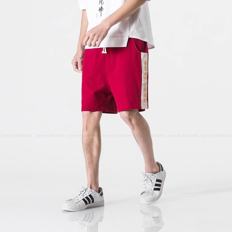 Мажи ретро маица врвови Обични шорцеви на плажа од кинески стил Деним панталони маички кошули кунг фу костуми