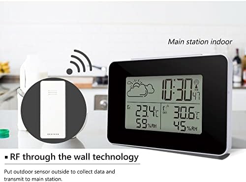 LHLLHL безжичен затворен простор за дома со сензор Дигитална температурна влажност алармен часовник со домаќинство на задно осветлување