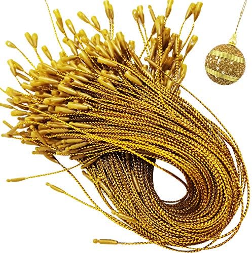 200 пакет Златен Божиќ украс за заклучување на низа за заклучување, прицврстувачи за висечки јажиња Полиестерски јажиња за украси за украси на