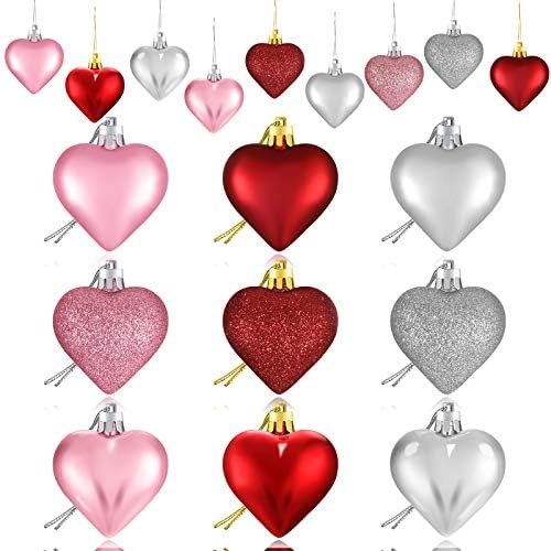 Денот на в Valentубените, срцеви украси, 3 срцеви плодови во облик на срце елка во облик на срцеви плодови, срцеви висечки украси за годишнината