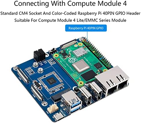 Dual Gigabit Ethernet 5G/4G USB 3.0 IoT основна табла за Raspberry Pi Compute Module 4, со 2xRJ45 ETH/2x USB 3.2 Gen1 порта/2xHDMI/DSI/RTC/Micro