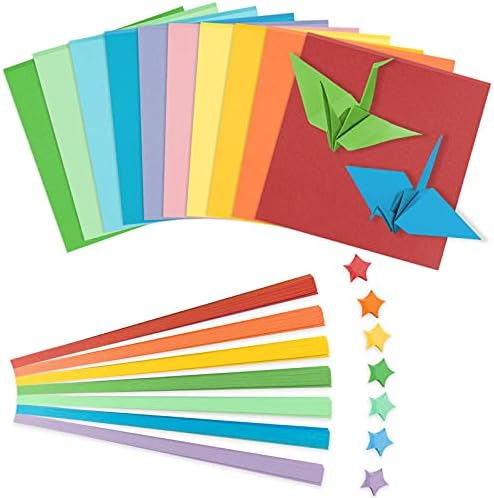 Хартија Оригами, Комплет за хартија Оригами, двострана боја, 6 инчи квадратни хартија 100 листови и starsвезди хартија 540 листови, обоена