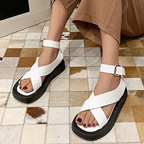 Удобни римски пролет и дебели жени солеа вкрстени чевли летни обични чевли за лежење за жени сандали