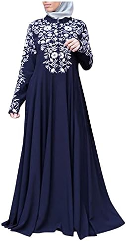 Зефотим Кафтан се облекува за жени со долг ракав, цветни макси муслимански арапски исламски африкански пакистански фустан