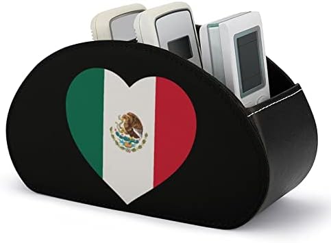 Love Mecico Heart Remote Control Sholder PU кожа ТВ далечински организатор кутија за складирање со 5 оддели за дома, канцеларија, декор на
