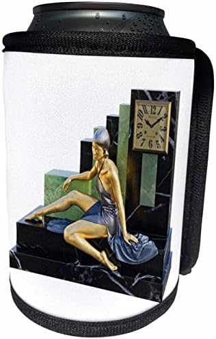 3дроза Статуетка На Арт Деко на база на црн рок - Часовник-Може Поладна Обвивка За Шишиња