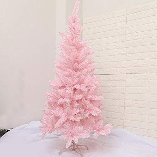 Зева розова елка со метален штанд, вештачки материјал ПВЦ голи дрво Лесно да се собере Божиќно декорација бор дрво без декорација-1.5м