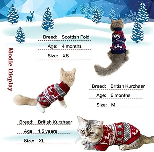 Кушоу 2 парчиња Куче Божиќен Џемпер Мачка Божиќен Џемпер Мачка Куче Трикотажа Џемпер Божиќна Облека За Домашни Миленици Зимска