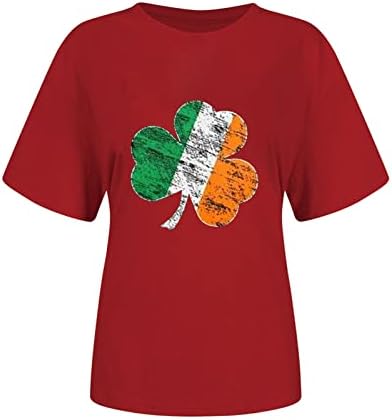 Ирско Шамрок Ирска знаме Среќа Св. Ден за подароци за Денот на Сент Патрик, женски симпатични маички за печатење на детелина, кои излегуваат на