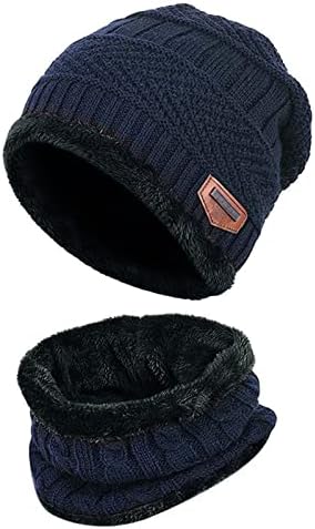 Череп капа за мажи и жени допираат 3 парчиња ракавици поставени нараквици за истегнување поставени зимски плетени капачиња,