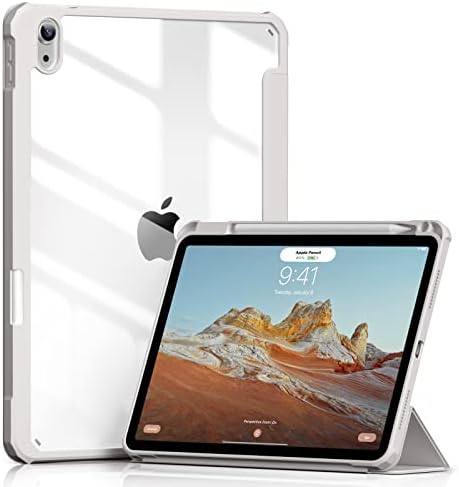 Ауб Случај за Ipad Air 5-Та Генерација / iPad Air 4-Та Генерација 10,9 инчи-[вграден Држач За Моливи] Триколд Држач Отпорен На Удари Со Јасна Проѕирна