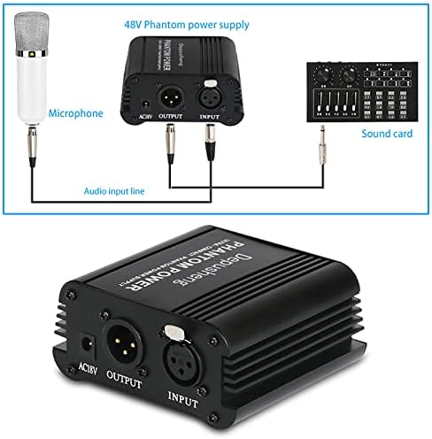 Depusheng USB 1- Канал 48V Фантом напојување W/ адаптер XLR аудио кабел за кондензатор микрофон музичка опрема