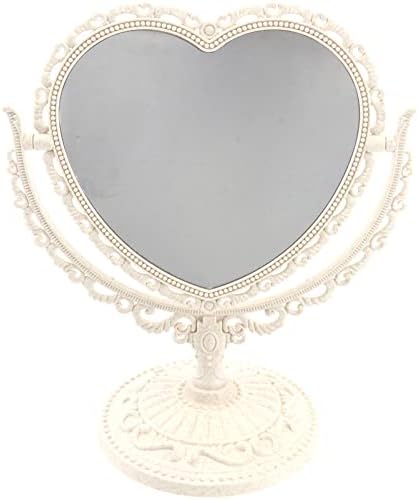 FOMIYES Гроздобер огледало за шминка за срце, двострано лупа на суета, 360 степени вртено козметичко огледало за собна таблета