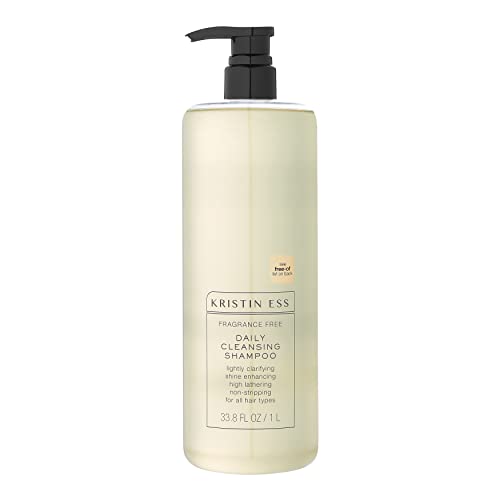 Кристин Ес мирис на коса бесплатно дневно чистење шампон, лесно разјаснување, подобрување на сјајот, веган, боја + кератин безбеден, 33,8