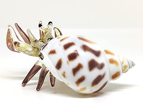Sansukjai Seashell Rurmit Crab Miniature Figurines Beach Animals Hand Brable стакло уметност природен колекционерски подарок Декоратор,