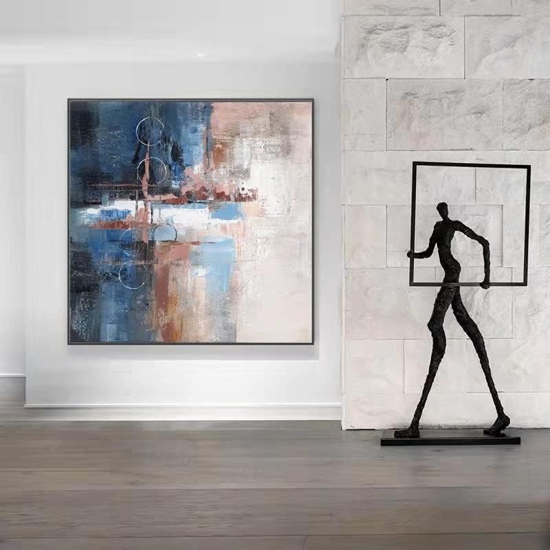 3Д платно wallидна уметност со едноставна и апстрактна, модерна wallидна уметност масло сликање рачно насликани уметнички дела, wallидна уметност за дневна соба спална с