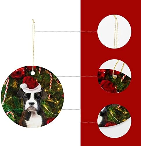 Божиќно боксерско кучиња Керамички украси новогодишно дрво што виси украс со лента керамички додатоци DIY персонализирани сублимација украси празници