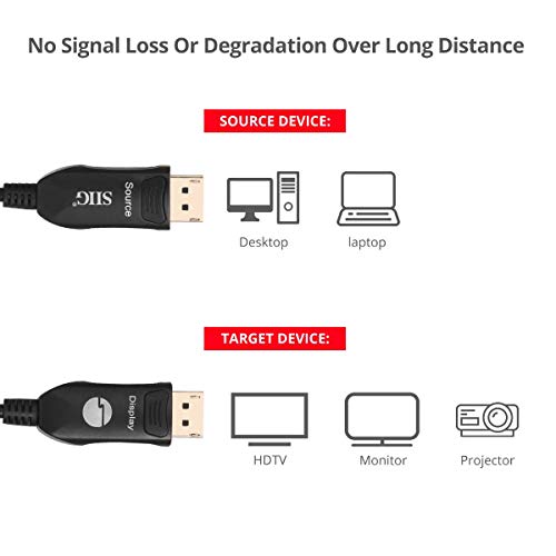 Siig Fiber Optical Displayport To Displayport Cable 4K 1.2 Активен оптички кабел - 98 ft
