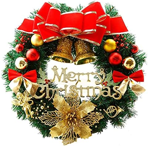 Божиќен Венец Божиќна Влезна Врата Со Црвен Лак, Златни Ѕвона, Елементи На Ирваси, Декорација На Прозорецот На Куќата Среќен Божиќ