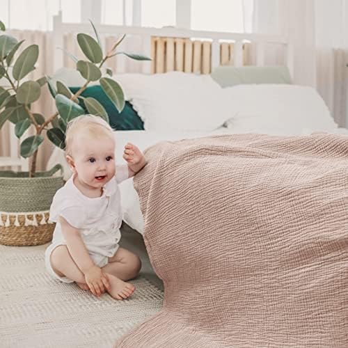 Лулу месечина Муслин бебе ќебе ватенка - ќебе за креветчиња за мали деца 47 × 47 песок