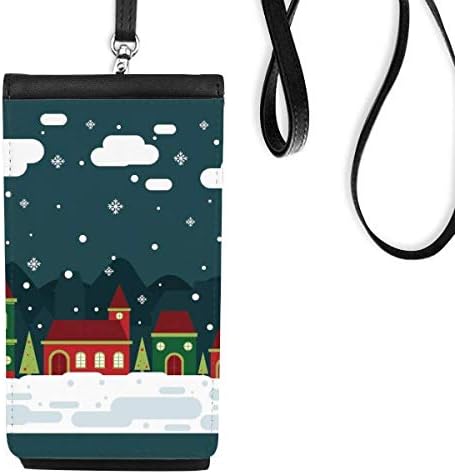 Снег снегулка, облак дрво куќа телефонска паричник чанта што виси мобилна торбичка црн џеб