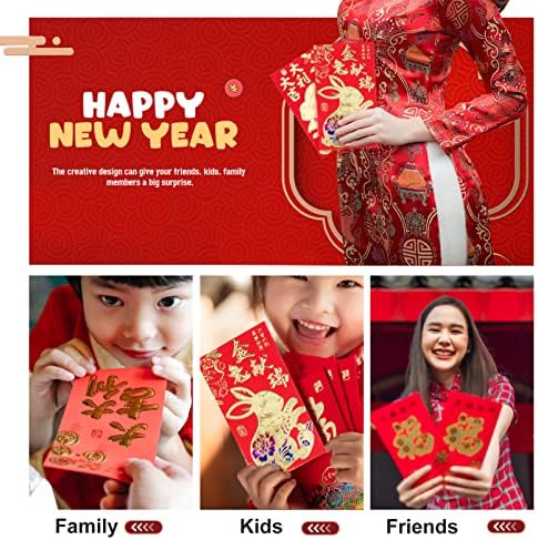 НОЛИТОЈ 30 парчиња Кинеска Нова Година Црвени Пликови 2023 Зајак Хороскопски Готовински Пакети Лаки Хонг Бао