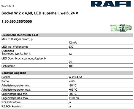 [VK] RAFI LID LED замена на ламбата за замена 24V 2x4.6d Бела црвена зелена рафија за рафи 1.190.690.365/0000 -