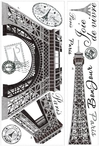 Цимери RMK1576GM Париз Ајфелова кула Пил и Дек на wallидот на стапчињата 55,75 инчи x 32,5 инчи