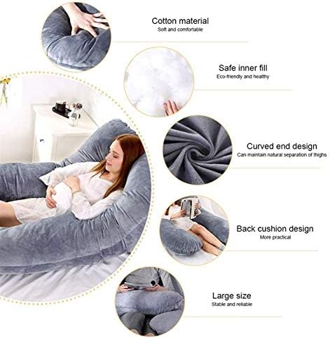 Даперси пријатна перница за бременост У облик со отстранлив мек кадифено покритие, целосна перница за породилно тело за бремени жени кои