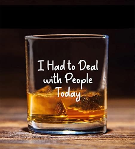 HTDesigns Морав Да Се Справам Со Луѓето Денес Виски Стакло - Смешно Виски Стакло - Колега Подарок - Стебло Виски Стакло - Подарок