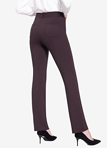 Baleенски женски јога фустани панталони затегнати работи на работа, деловно лежење права нога/подигање на панталони W 4 џебови