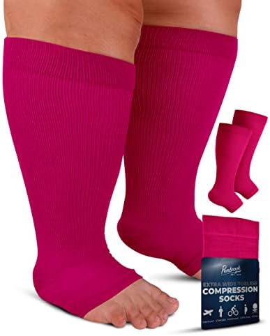 Чорапи за компресија на Пембрук без безбожно, широко теле за жени и мажи - 20-30mmhg | 6xl плус чорапи за компресија со големина