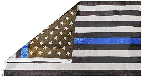 Американска големо со суперerstoreвезда во САД, тенка сина линија, потресена полиција живее 3'x5 'Знаме Трамп 2020 година