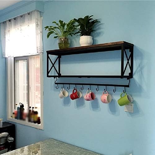 Zyx wallидна полица, мултифункционален гроздобер стил железо закачалка wallидна решетка за дневна соба кујна кујна кујна бања