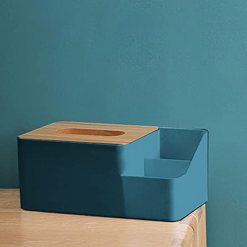 Мултифункционална Кутија За Ткиво За Работна Површина Едноставна Кутија За Хартија За Домаќинство Дрвена Покривка Со Оддел За Далечински