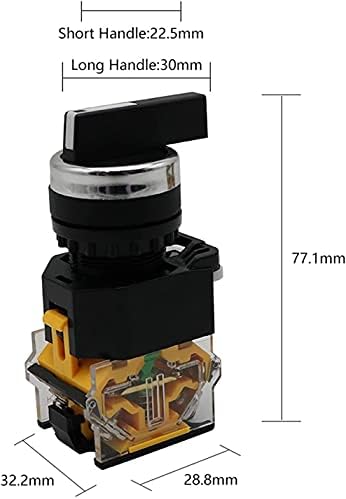 PCGV 22mm селектор на копчето за ротирачки прекинувач за заклучување на моментот 2NO 1NO1NC 2 3 Позиција DPST 10A 400V прекинувач